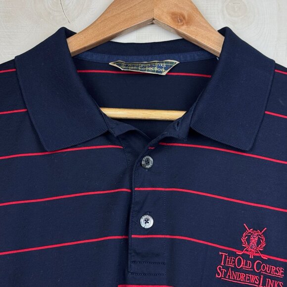 St. Andrews Links Tartan Collection Mens Golf Polo Blue Red XL Made in Italy - Picture 3 of 9